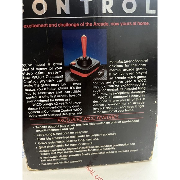 Wico Command Control Joystick Controller For Atari 2600 Commodore Tested W/ Box - Picture 8 of 8